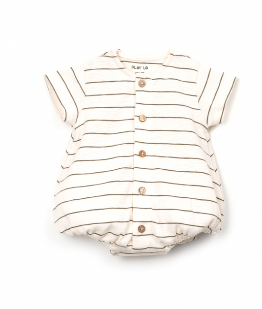 Play Up - Baby Striped Rib Flame Jumpsuit