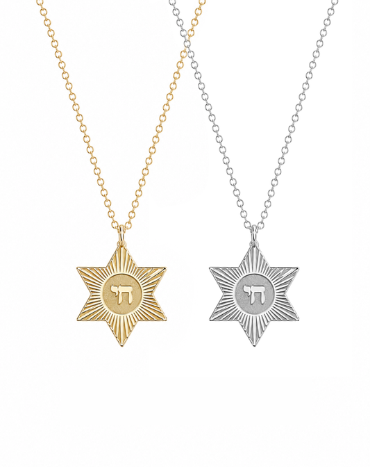 Chai Star of David Medallion Necklace