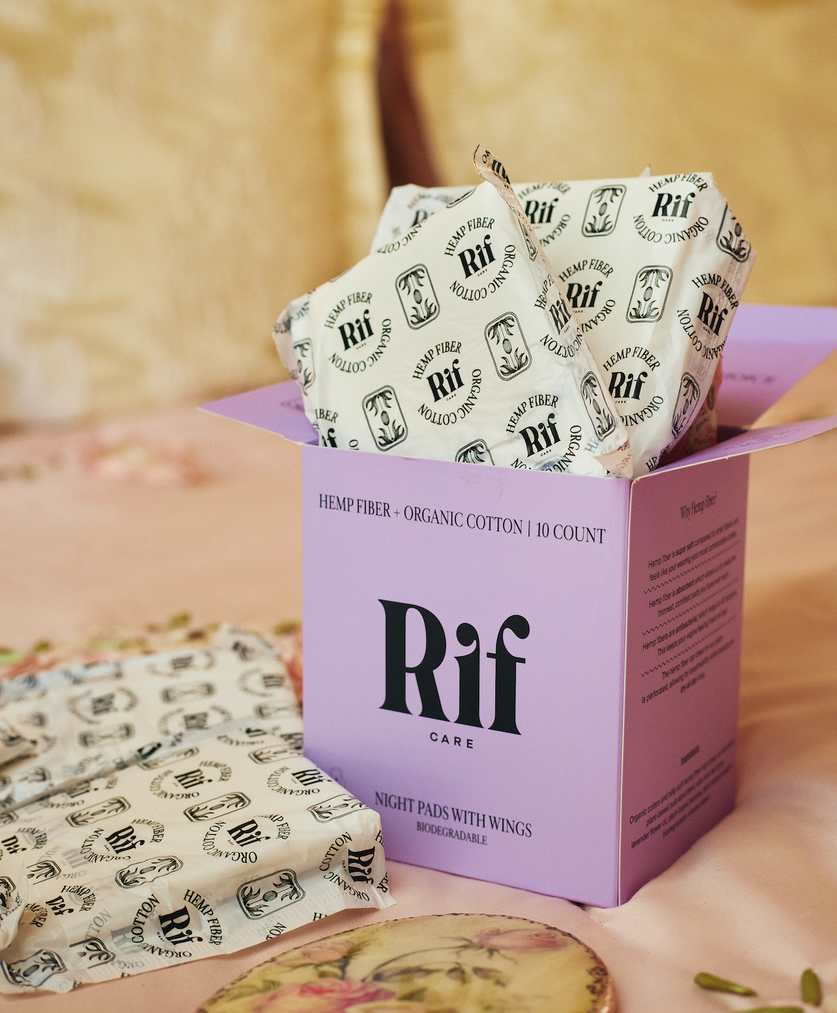 Organic Cotton and Hemp Fiber Menstrual Long / Night Pads with Wings 25% more absorbency-3