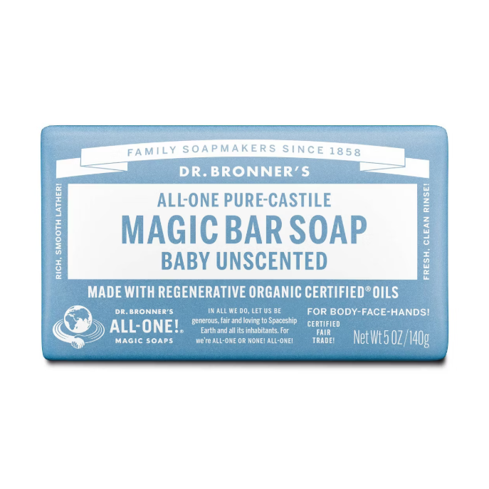 Dr. Bronner's Pure Castile Soap Bar Baby Unscented Mild 5 oz