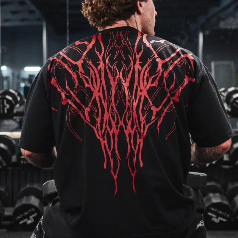 High Street Cotton Gym T Shirt Spider Web Flame Graphic Unisex Workout Top Moisture Wicking Best Seller Street Fashion Trend