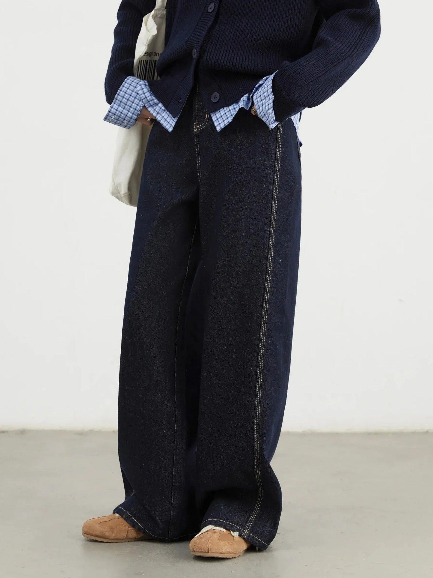 High-Waisted Wide Leg Jeans Loose Straight Denim