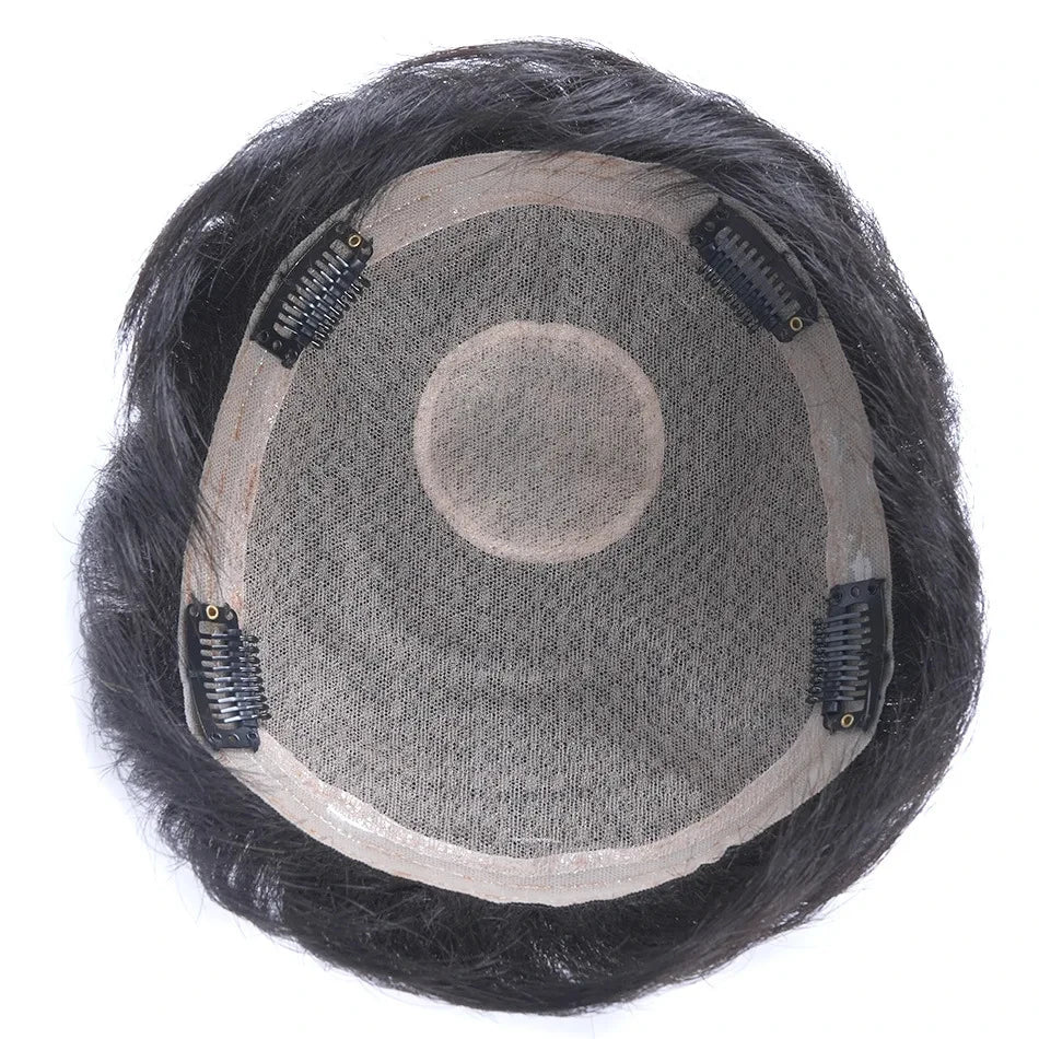 Swiss Lace Men's Wig Men Human Hair Toupee Durable Male Capillary Prosthesis Handmade Indian Human Hair Clips Replacement System