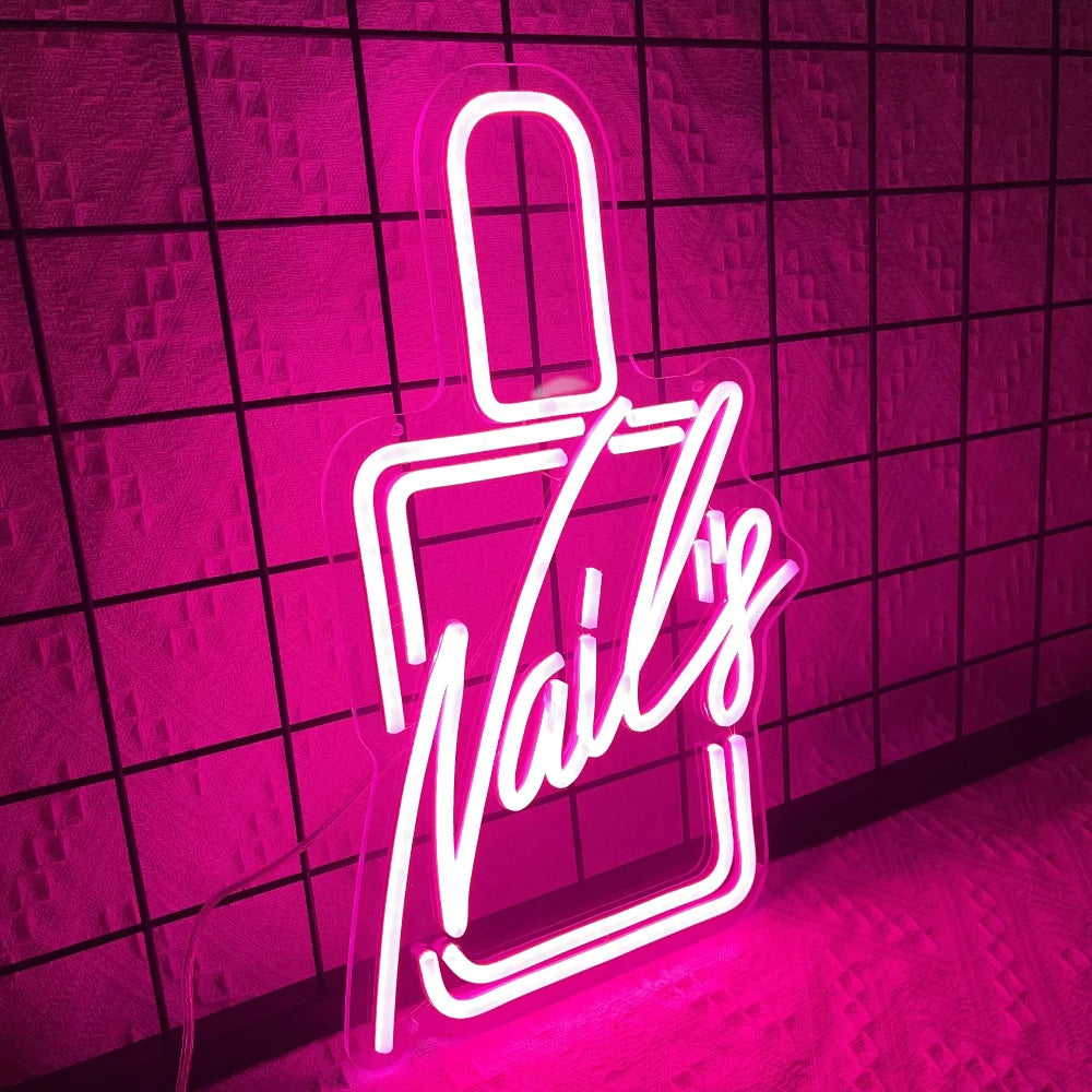 Nails Neon Signs Manicure Beauty Salon Lashes LED Lights  Room Decor Nail Polish Studio Business Sign Wall Hanging USB Powered