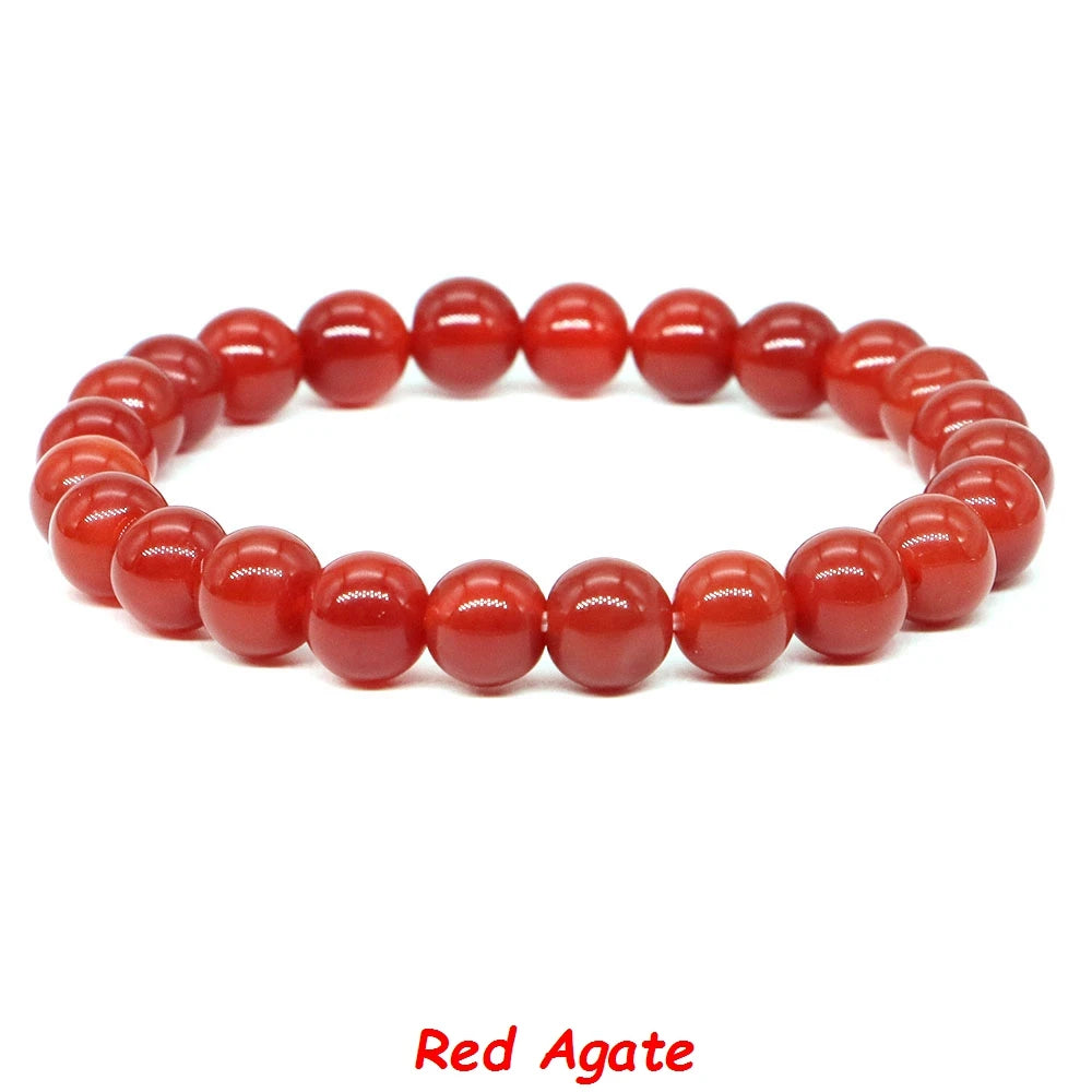 Natural Stone Bracelet Healing Crystal Amethyst Quartz Agate Round Loose Bead Elastic Stretch Bangle For Women Men Jewelry Gifts