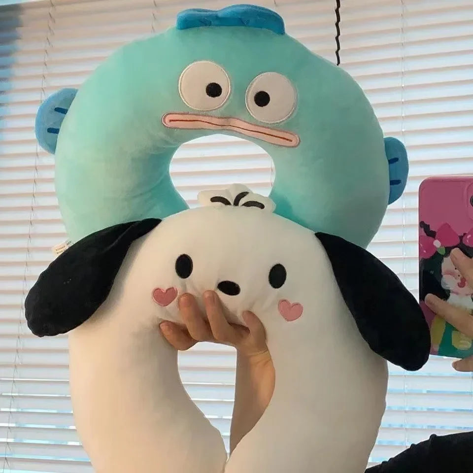 Sanrio Cute U-shaped Neck Pillow Hello Kitty Purin Pochacco Portable Nap Pillow Perfect for Neck Support Kuromi Plush Toy