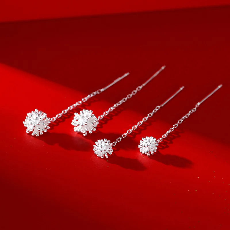 S925 Silver Dandelion Drop Earrings | Women's Trendy Chain Tassel Jewelry