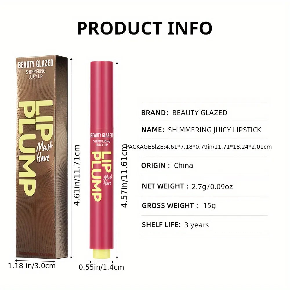 Shimmer Moisturizing Gloss Lipstick Pen Press-On Style Glossy Lip Care Cosmetics Dewy Lipstick 2in 1 Nourishing And Long Lasting