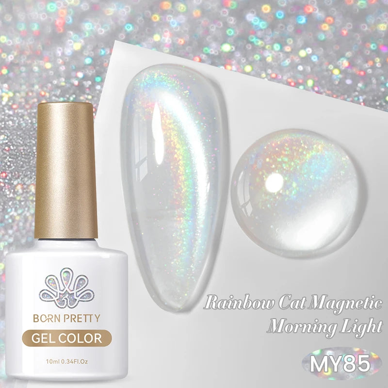 BORN PRETTY 10ml Rainbow Auroras Cat Magnetic Gel Nail Polish Holographics Nail Gel for Manicure Design Varnis Semi Permanent