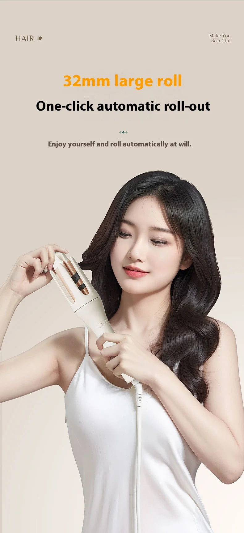 The electric curling iron does not damage the hair. The portable curling iron can create big waves comfortably and safely.