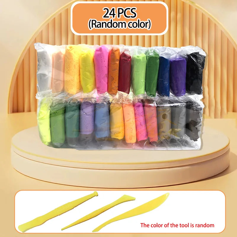 12/24/36pcs Color Clay Air-dried Clay Set DIY Crafts Ultra Light Plastic Clay with Carving Tools for Friends Children Gifts