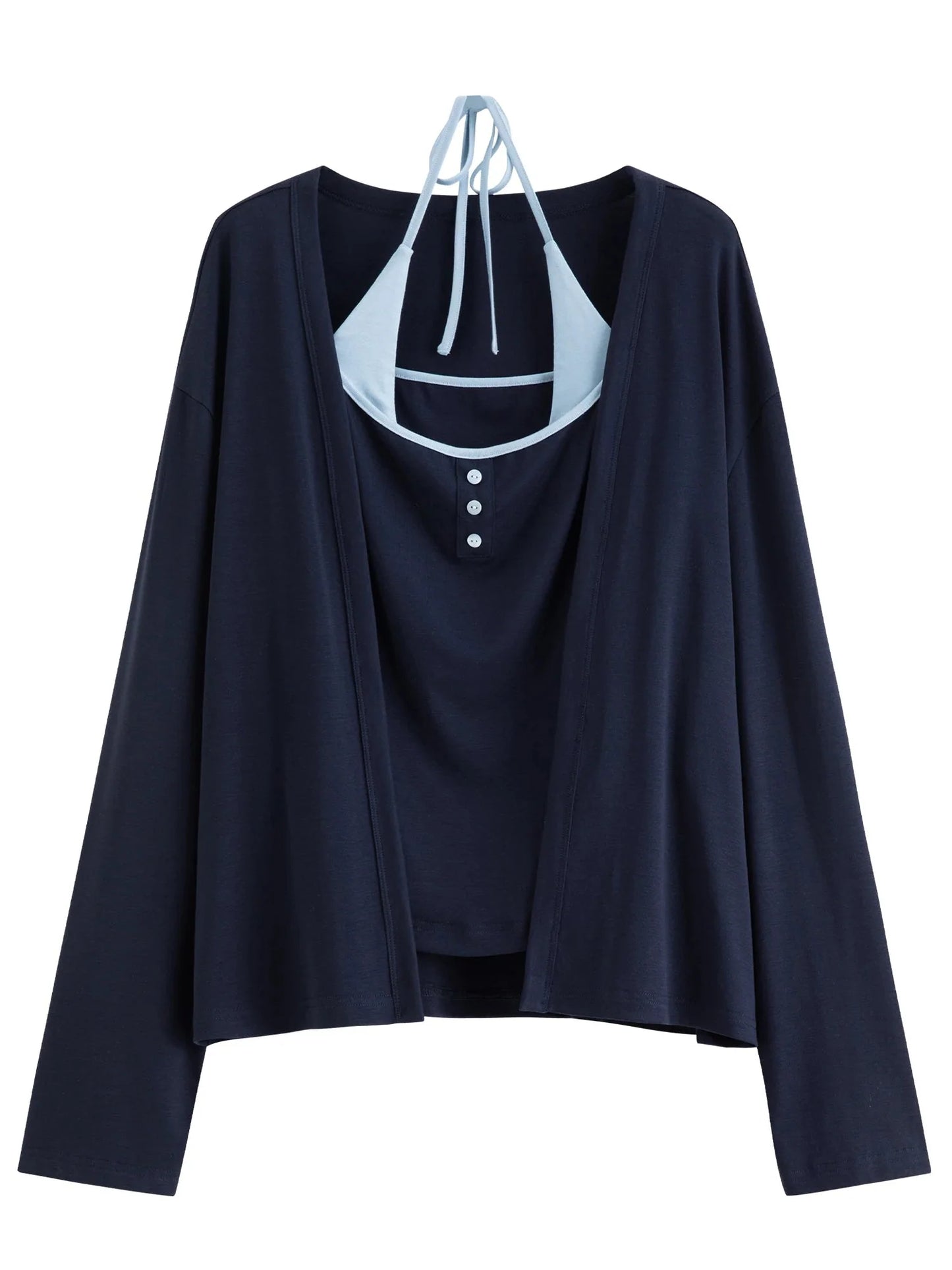 Spring 3-Piece Casual Skirt Suit Women's Color-Block Set