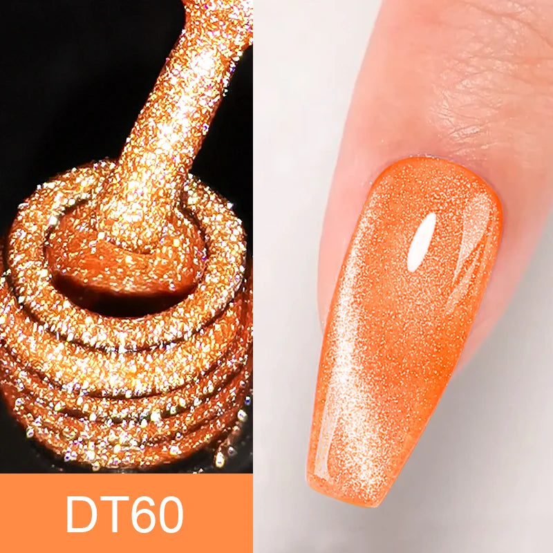 MEET ACROSS 7ml Reflective Glitter Gel Nail Polish Glitter Reflective Effect Semi Permanent UV LED Nail Art Gel Varnish Manicure