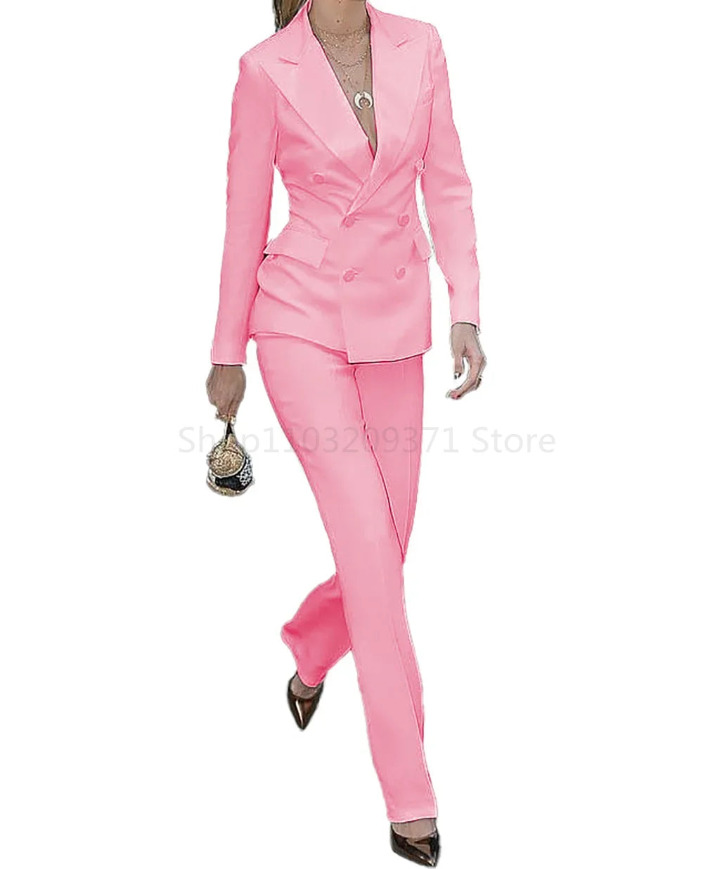 Slim Fit Fashion Women Blazer 2 Pcs Vintage Long Sleeve Suit Jackets and Straight Pants Suit Female Lapel Business Casual Dress