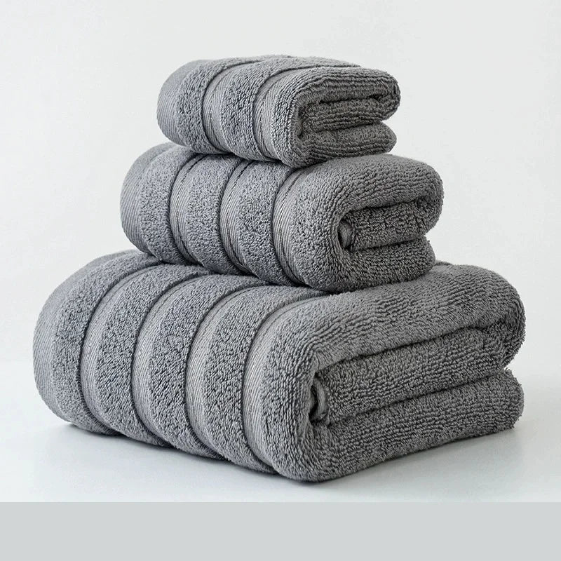 High Quality 100%Cotton Towel Set Bundle,Solid Dark Green Hand+Face+Bath Towel,Soft Absorbent Washcloth For Hotel Home Gift 3pcs