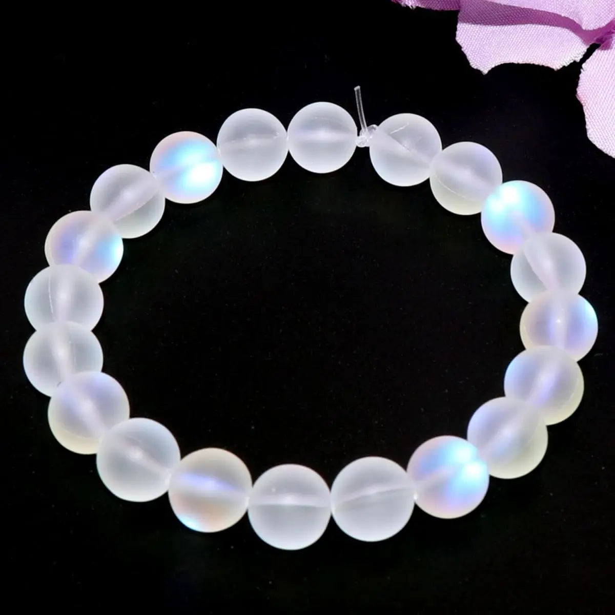 Matte White Aurora Crystal Glass Beads, 6/8/10MM Frosted Glitter Shining Mermaid Round Loose Beads, Rainbow Holographic