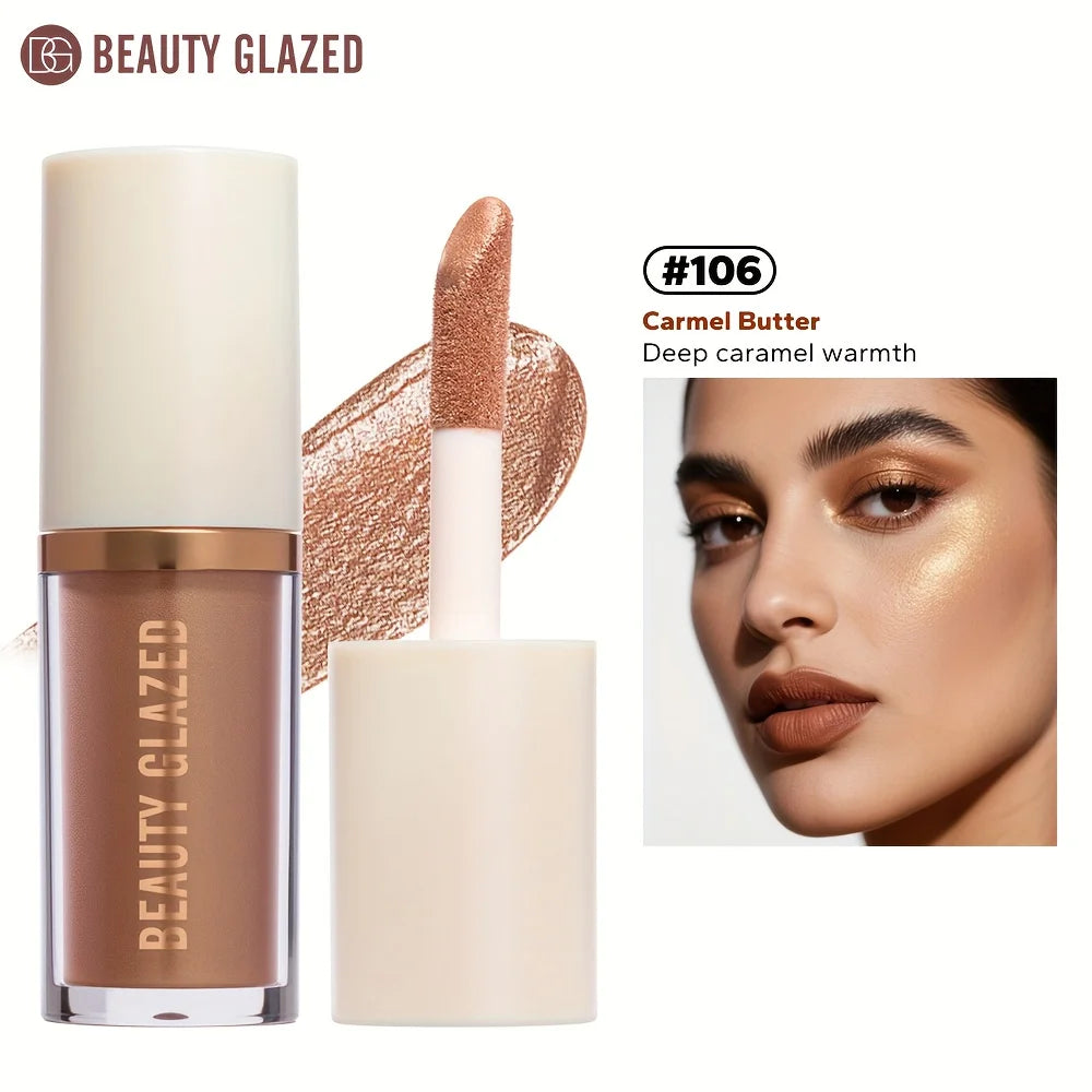 BEAUTY GLAZED 6 Colors Liquid Highlighter, Shimmering Metallic Finish, Waterproof & Sweat-Resistant, Long-Lasting Moisturizing Lip Glaze