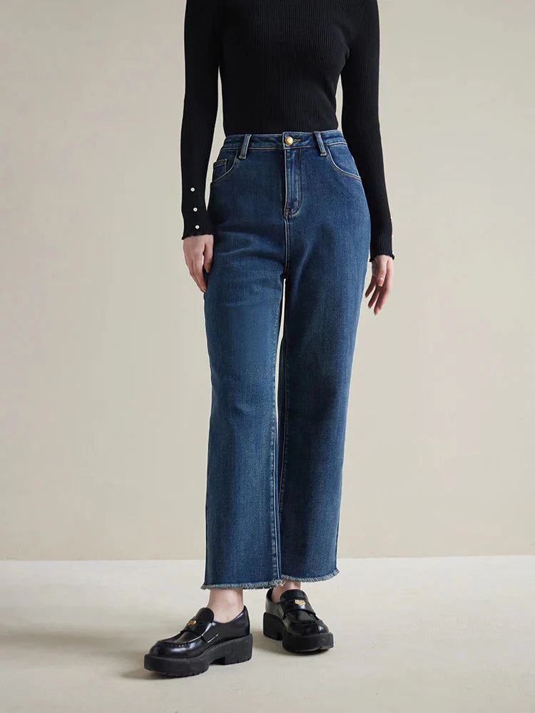 Women’s High Waist Fleece-Lined Winter Jeans