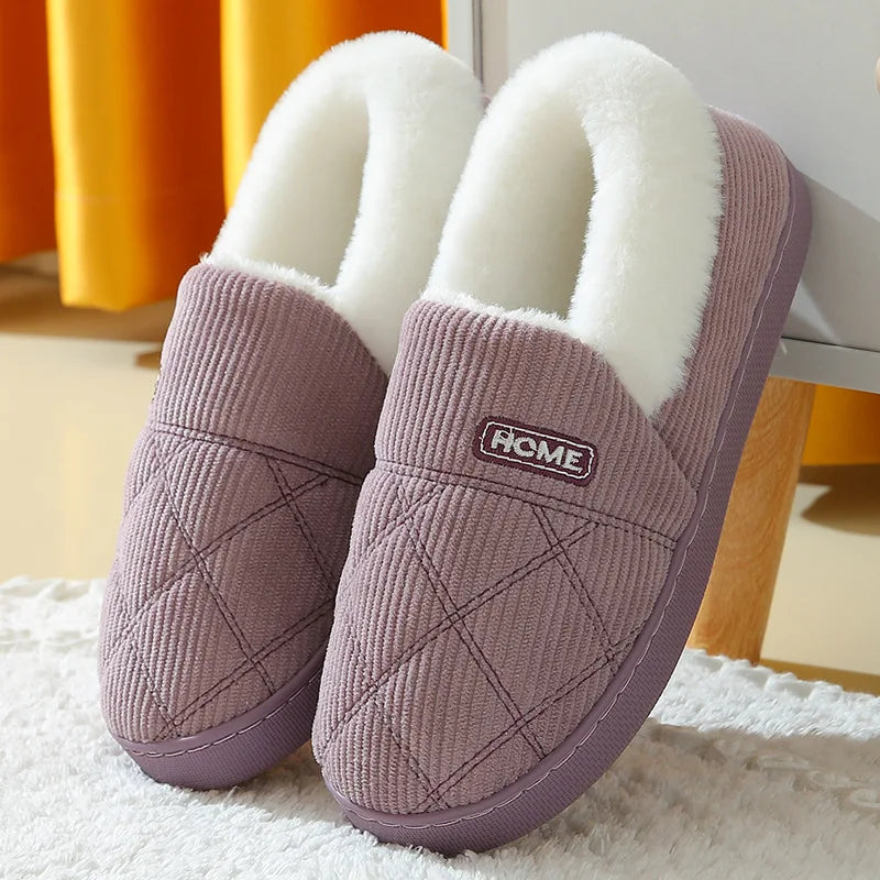 2025  New Soft Sole Slippers For Women Winter Fashion Women Fur Slippers Fuzzy Plush Men Slippers Warm Furry Women Cotton Shoes