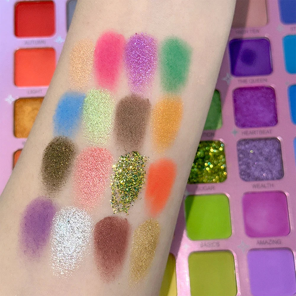 48 Color Eyeshadow Palette with Matte & Shimmer Shades, Includes Dual-Ended Blending Brushes, Long Lasting Pigmented Eye Makeup