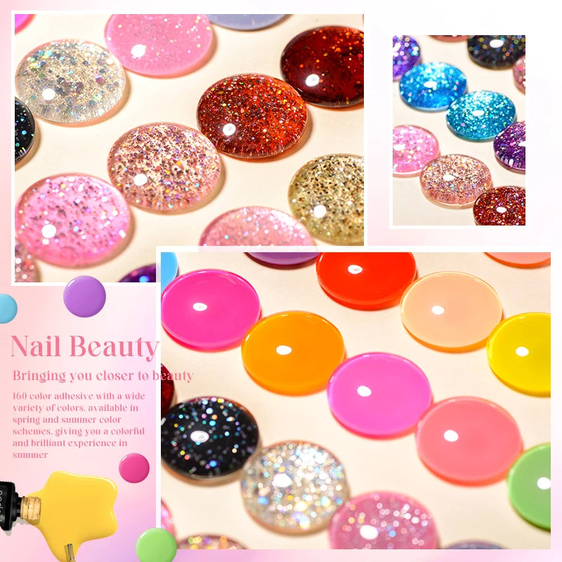 MSRUIOO 8pc Gel Nail Polish Kits Summer Colorful Semi Permanent UV LED Gel Polish Set Glitter Nail Art Varnish Design Manicure