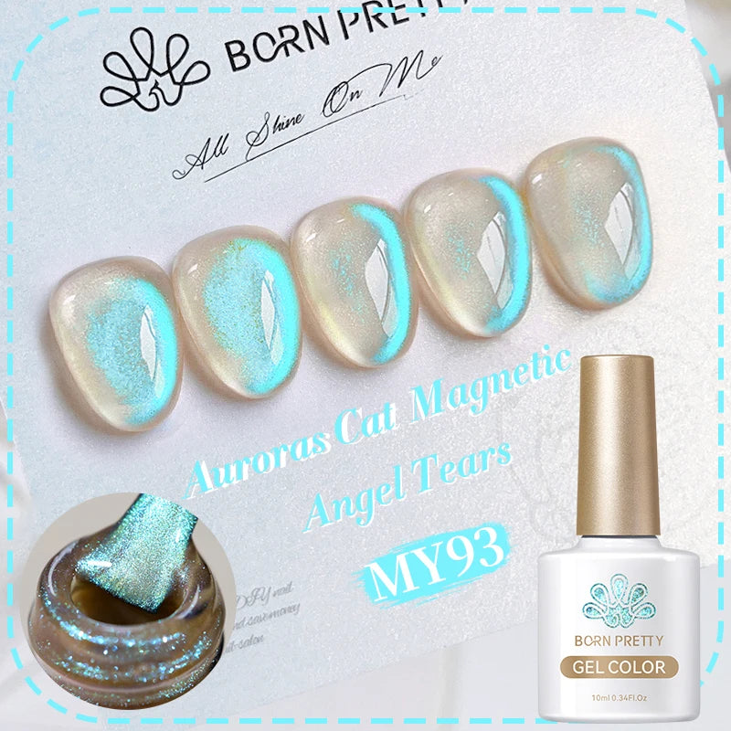 BORN PRETTY 10ml Rainbow Auroras Cat Magnetic Gel Nail Polish Holographics Nail Gel for Manicure Design Varnis Semi Permanent