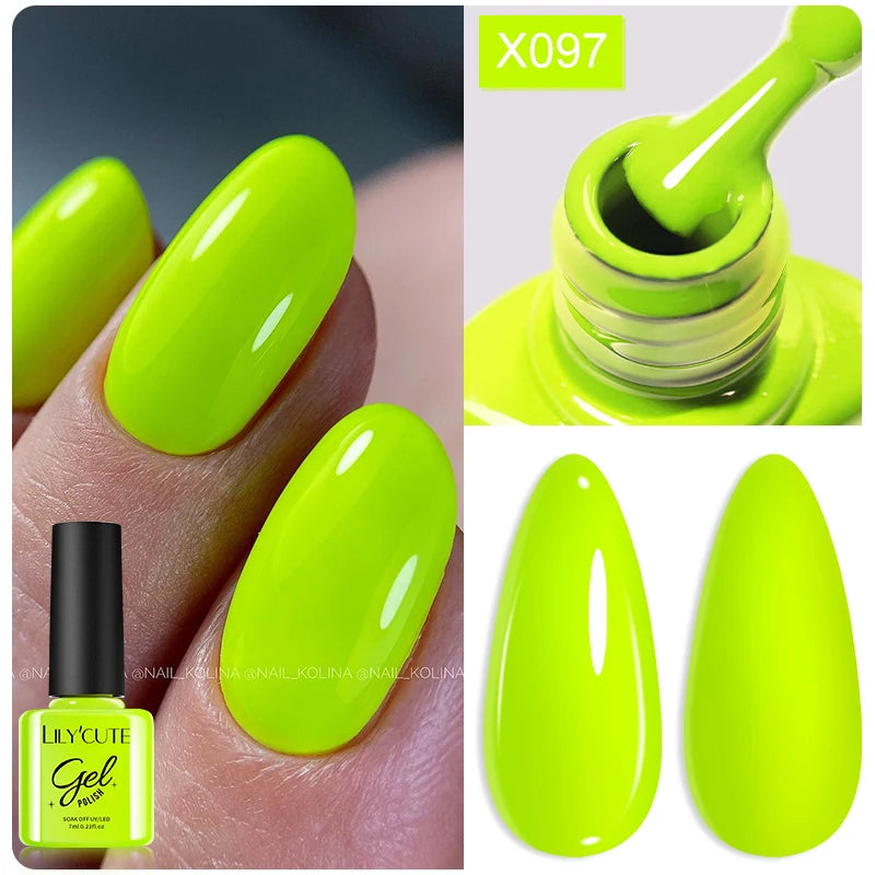 LILYCUTE 7ml Neon Reflective Nail Gel Polish Dark Flash Glitter Effect Fluorescent Gel Soak Off UV Gel Summer Nail Art Varnish