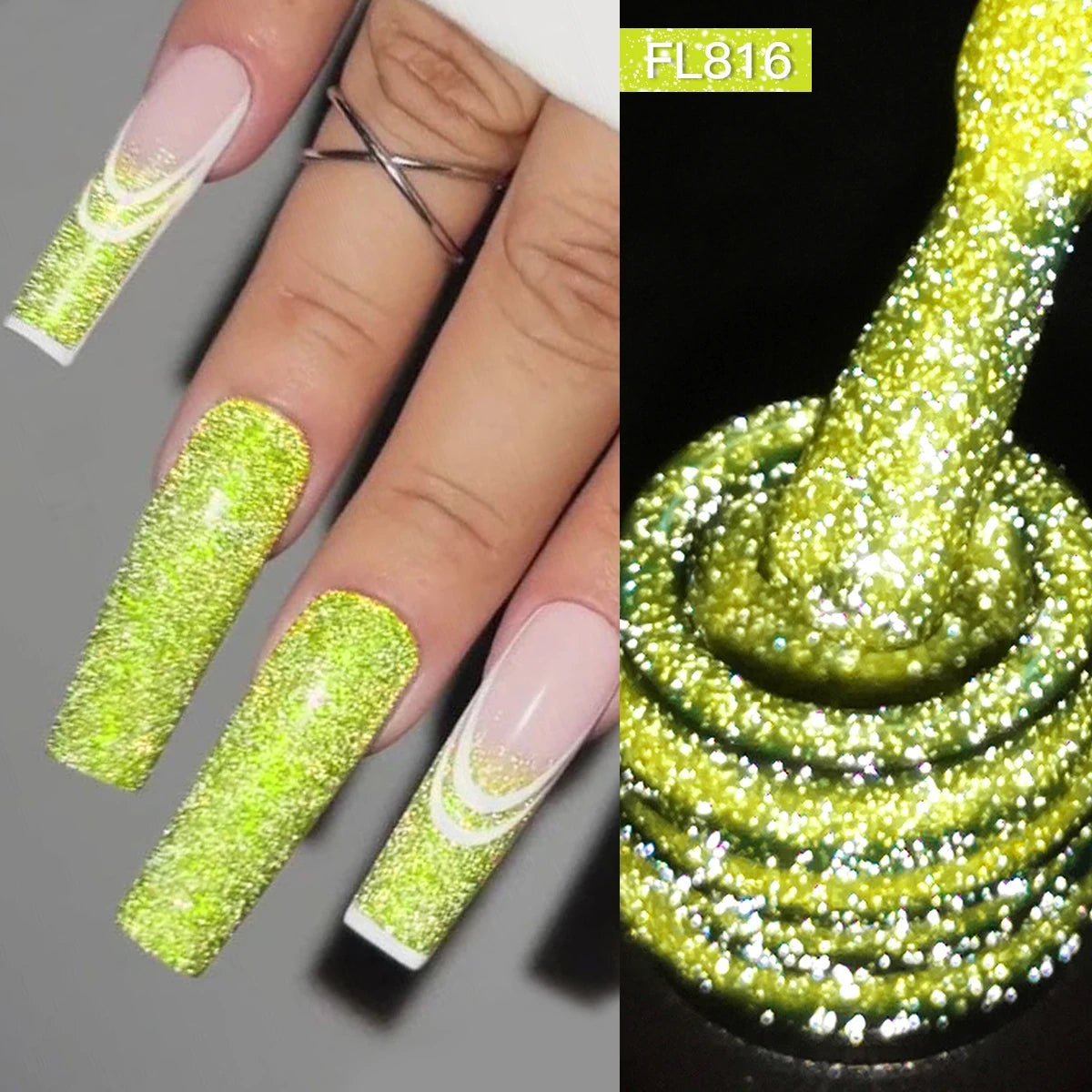 FOUR LILY 10m Pink Fluorescent Reflective Gel Nail Polish Glitter Neon Semi Permanent UV LED Gel Nail Art Varnish Manicure