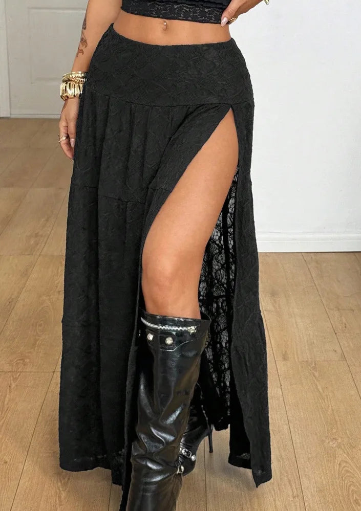 Women's Skirt Summer Fashion New Beach Style Textured Slit Long Skirt Sexy Vacation A-Line Boho White Midi Skirt For Women 2026