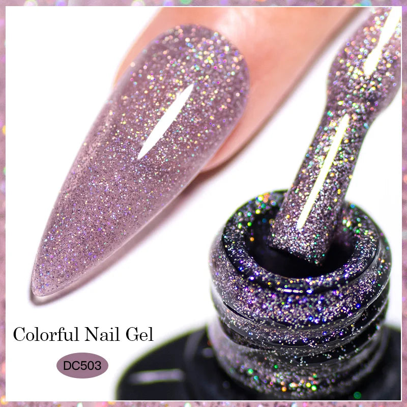 7ml Glitter Reflective Gel Nail Polish Sparkling Soak Off UV LED Gold Silver Black Pink Gel Polish Starter Kit For Home Salon
