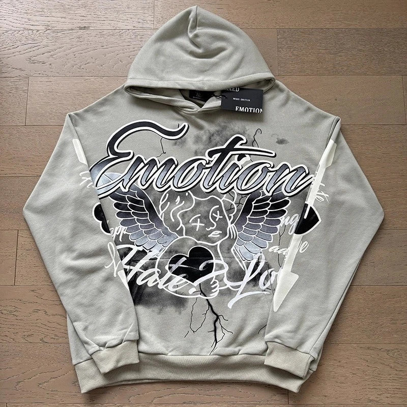 MIXED EMOTION 2-Piece Cotton Hoodie + Sweatpants Graffiti Print Sets