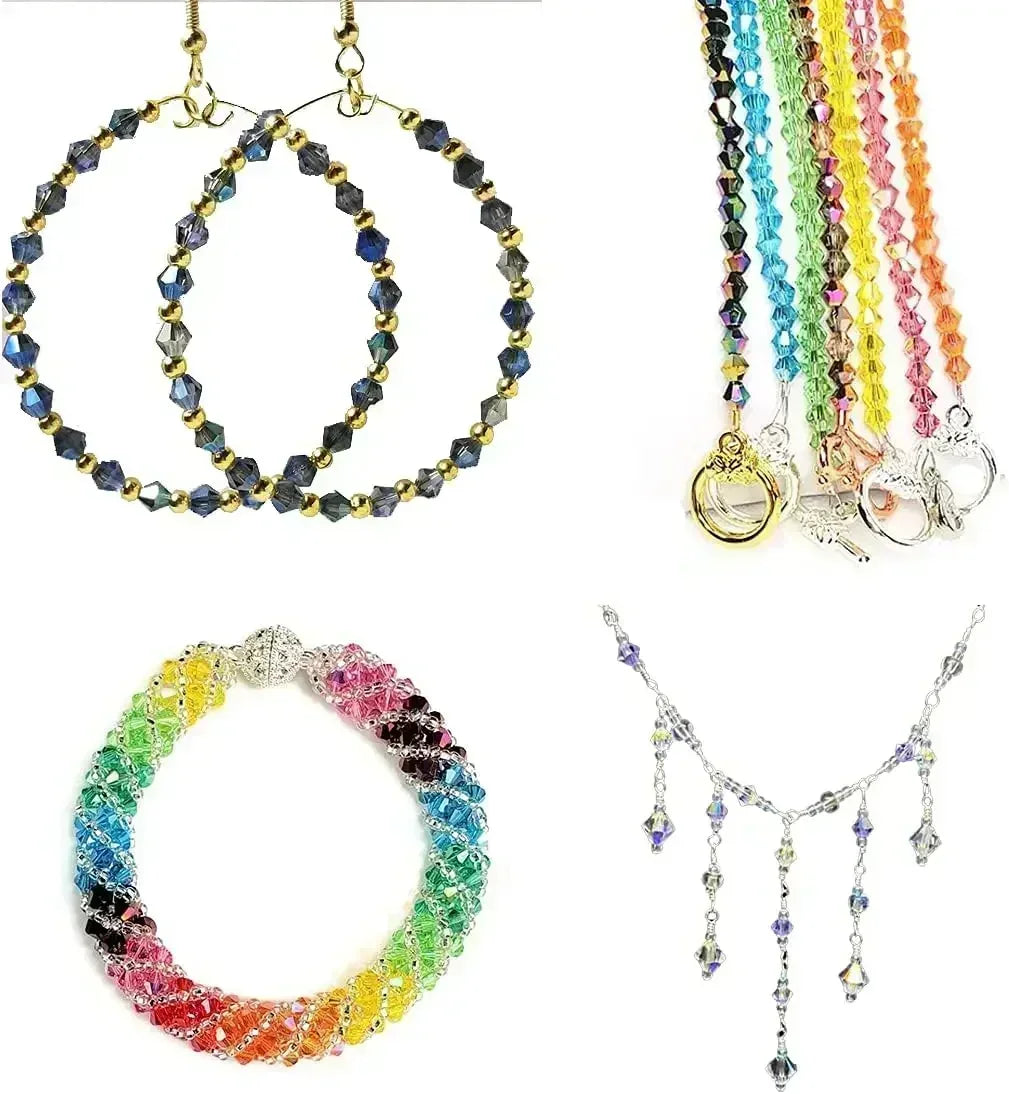 100pcs Multicolor Crystal Bicone Shaped Beads Loose Spacer Glass Beads for Jewelry Making Bracelet Necklace Earring Accessories
