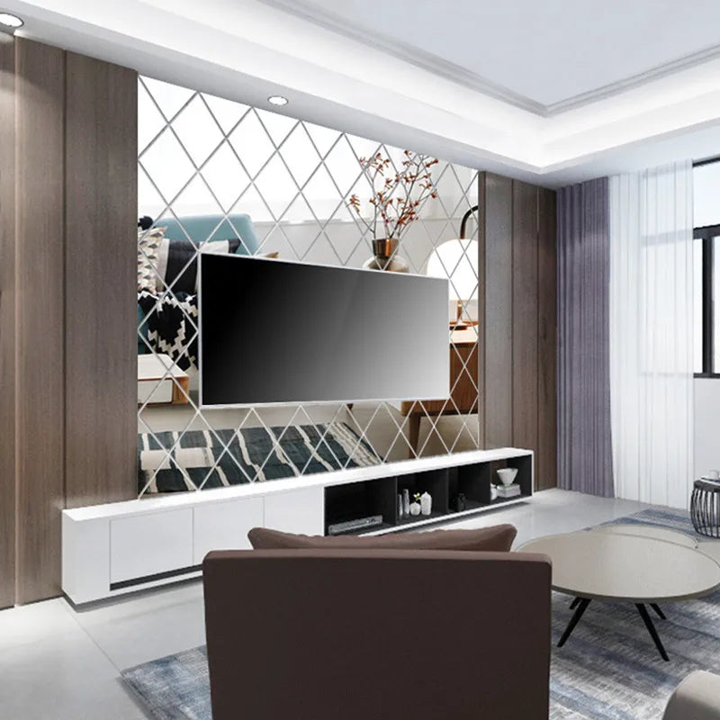 3D Diamond Splicing Acrylic Mirror Wall Sticker Removable Decorative Mosaic Glass Background for Home Decoration