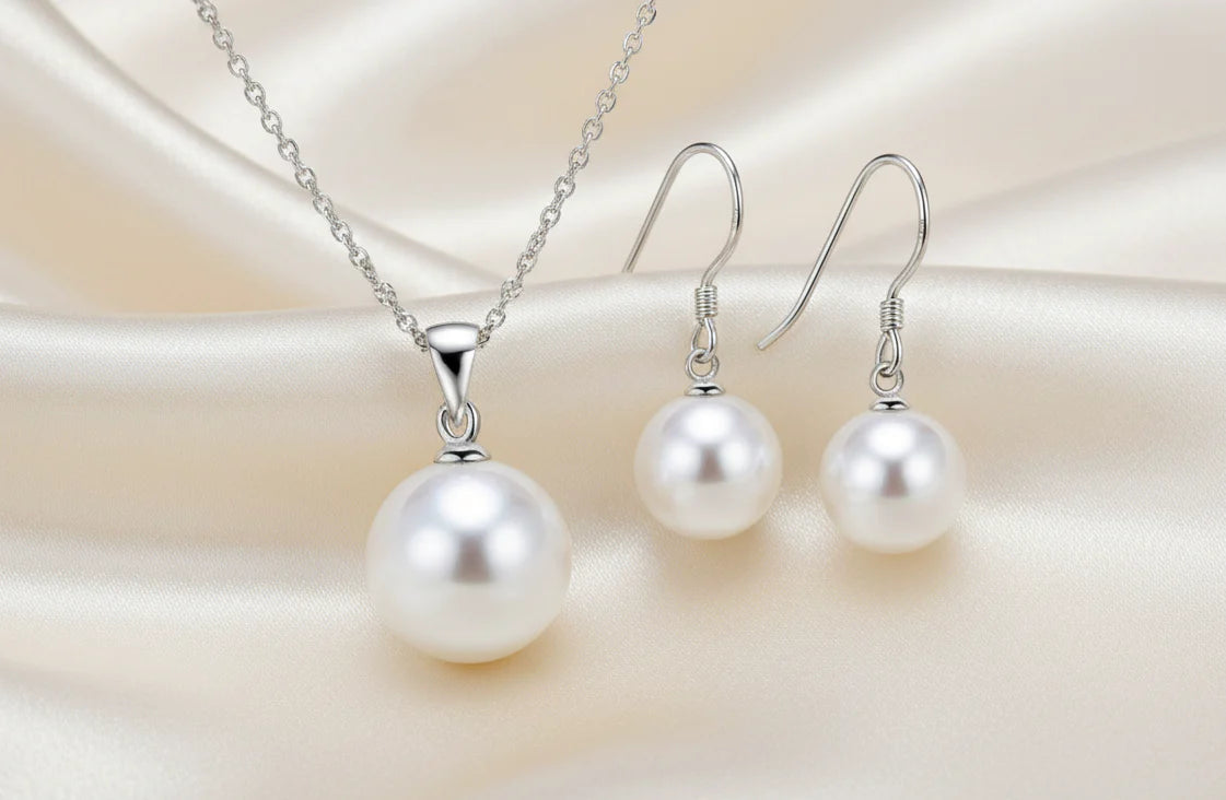 925 Sterling Silver Pearl Bridal Jewelry Sets