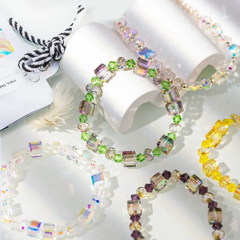 Bracelet Making Kit AB Color Glass Cube Beads Sparkle Butterfly Crystals Beads Kit for Jewelry Making Necklaces DIY Crafts