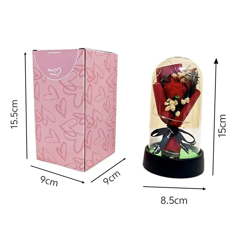 1 Set Eternal Rose Light with Soap Flower - LED Acrylic Cover Gift for Valentine's Day, Mother's Day, Wedding & Bridesmaid