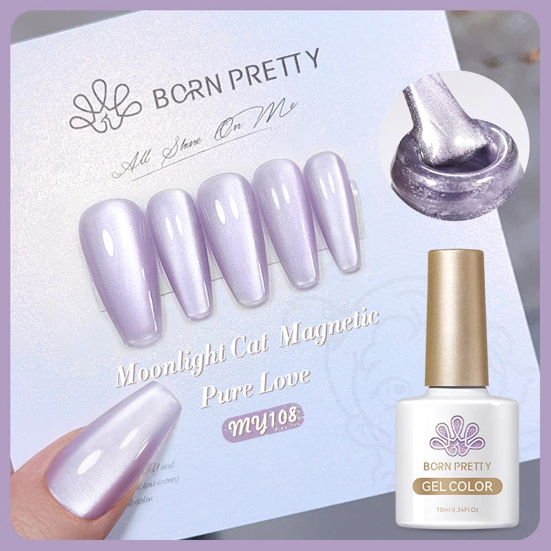 BORN PRETTY 10ml Rainbow Auroras Cat Magnetic Gel Nail Polish Holographics Nail Gel for Manicure Design Varnis Semi Permanent