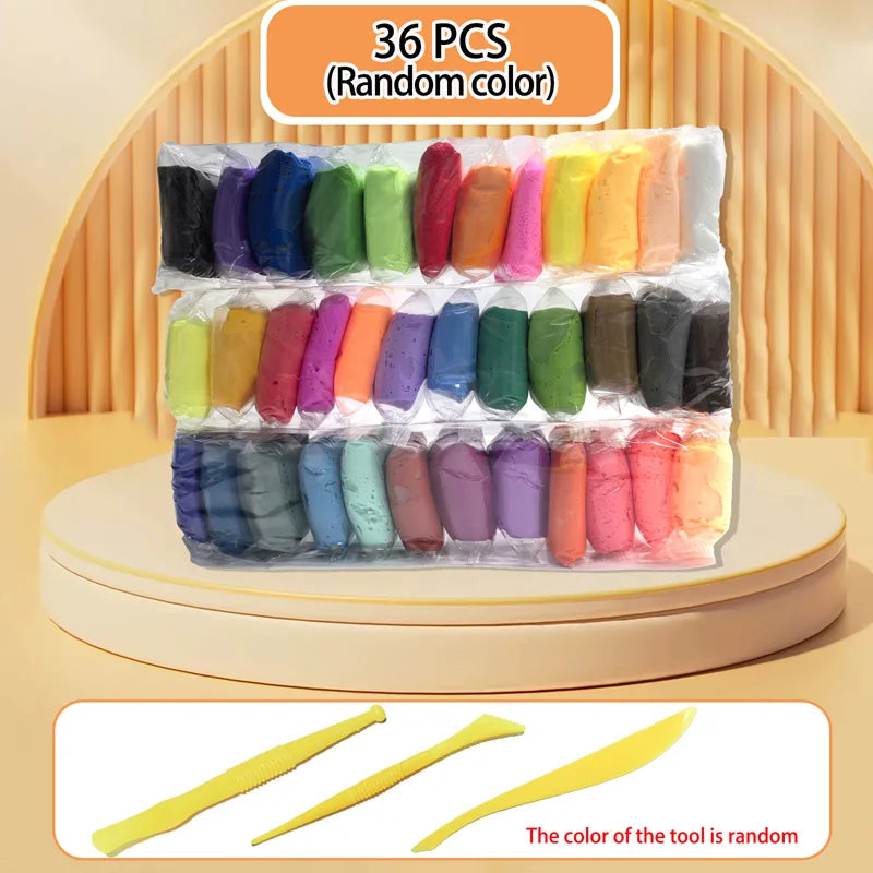 12/24/36pcs Color Clay Air-dried Clay Set DIY Crafts Ultra Light Plastic Clay with Carving Tools for Friends Children Gifts