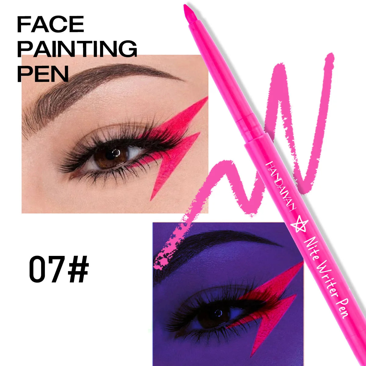 Fluorescent UV Light Neon Eyeliner Pen Waterproof Yellow Purple Orange Color Gel Eye Liner Pencil Eyes Make Up Cosmetics Tool