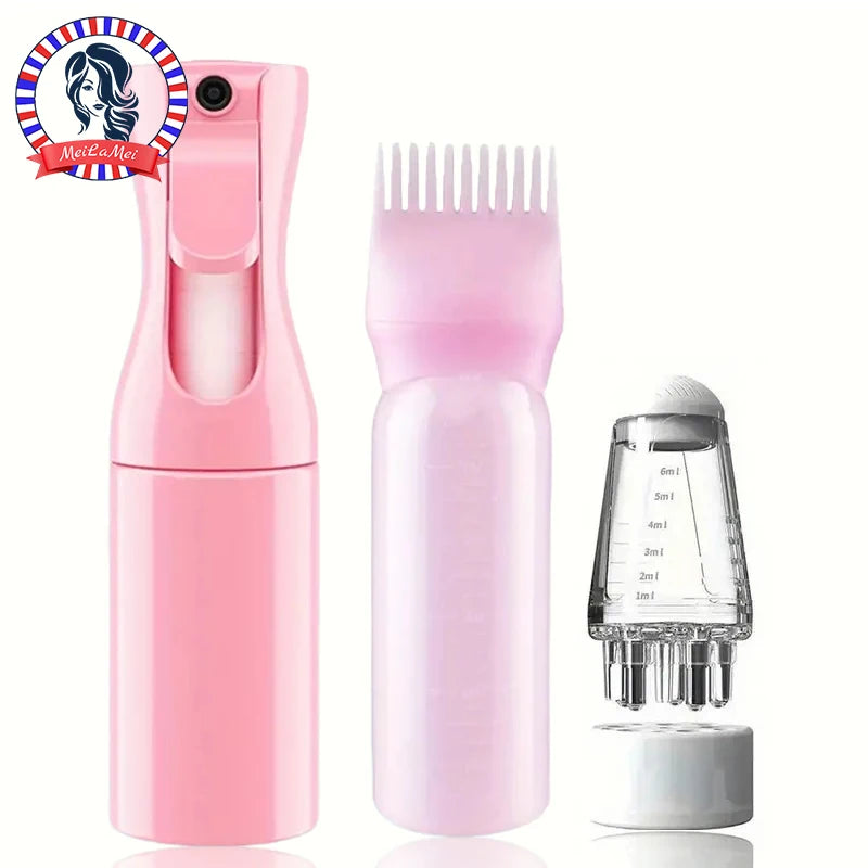 3pcs Care Tool Set Hair Growth Essential Oil Applicator Bottle&1ml Scalp Massage Comb Spray Bottle- Anti-Loss for All Hair Types