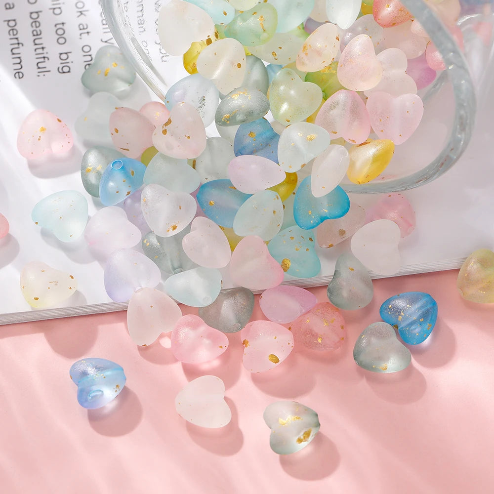 50pcs/lot Acrylic Heart Beads Gradient AB Color Large Crystal Loose Spacer Beads for Necklace Bracelet Pendant Jewelry Making