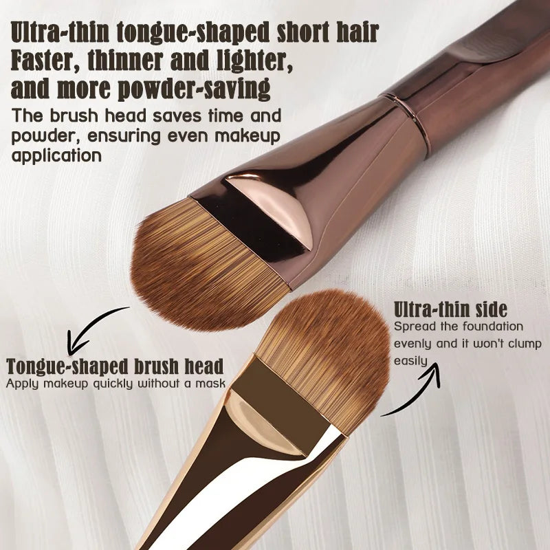 1pcs Ultra Thin Foundation Brush Tongue-Shaped Seamless Concealer Flat Head Soft Hair Beauty Tools Makeup Brushes Mask Brush