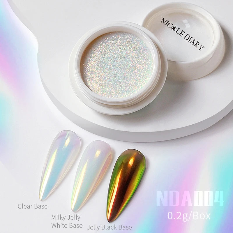 1Box Moonlight Nail Powder Silver Fine Glitter Metallic Effect Pigment UV Gel Polish Dust Aurora Nail Decorations