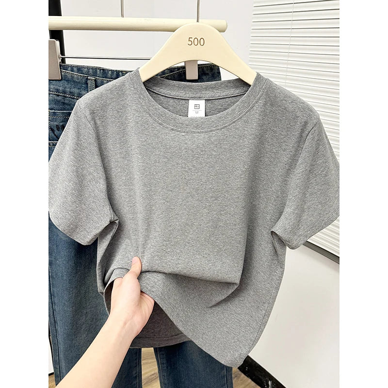 2026 Summer New High Quality Casual Plus Size T Shirt Sexy Short Sleeved Sleeves Fashion Trend Solid Women Clothing Y2k Tops
