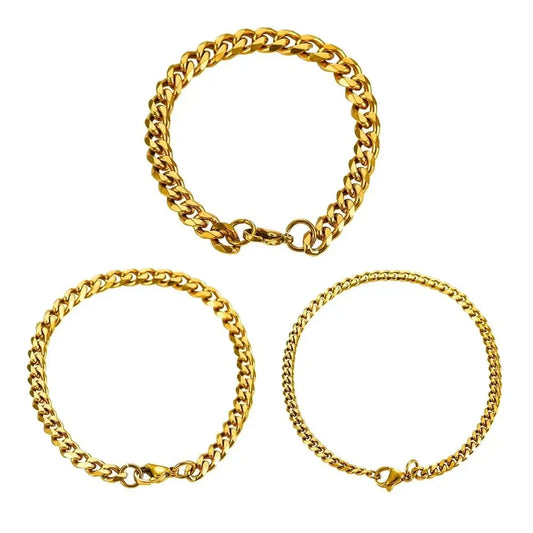 Thickness 3.6/5/7/9mm Men's Stainless Steel Cuban Bracelet Gold and Silver Color Punk Hip Hop Fashion Jewelry