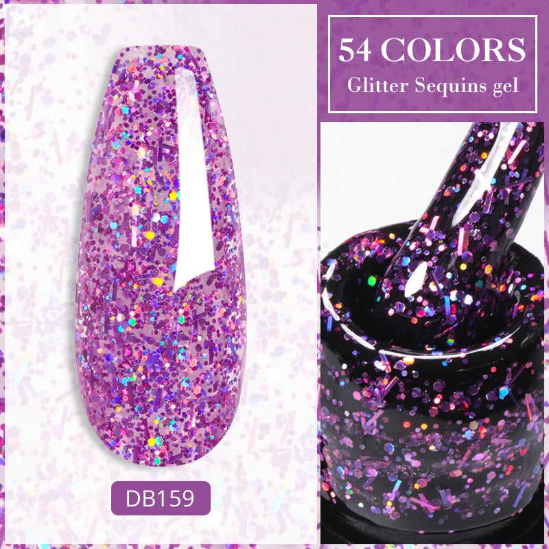 7ml Glitter Reflective Gel Nail Polish Sparkling Soak Off UV LED Gold Silver Black Pink Gel Polish Starter Kit For Home Salon