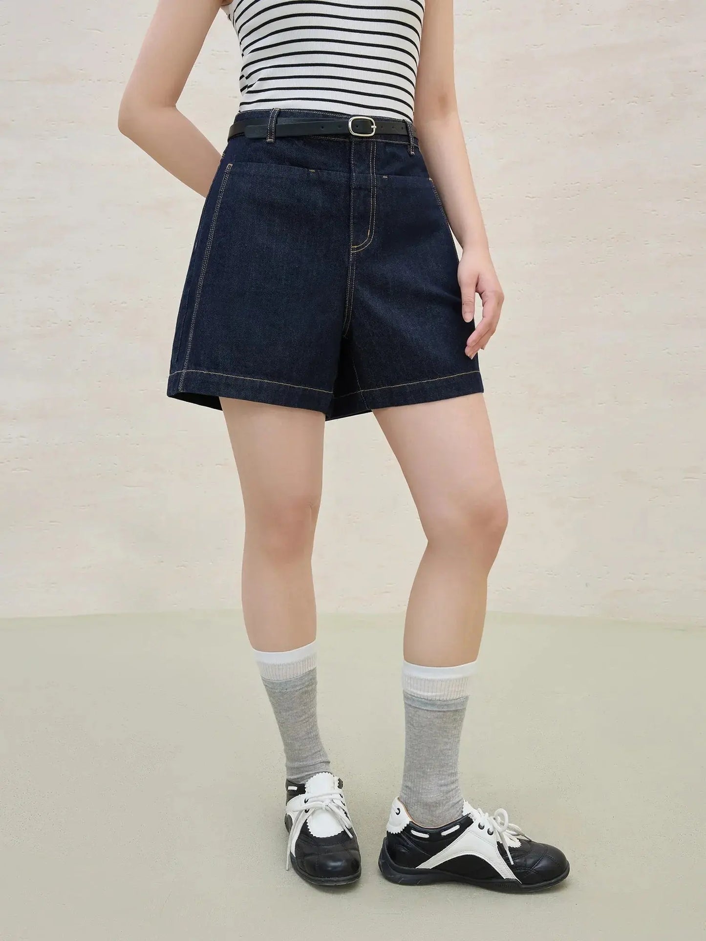 High-Waist Plus-Size Denim Shorts for Summer