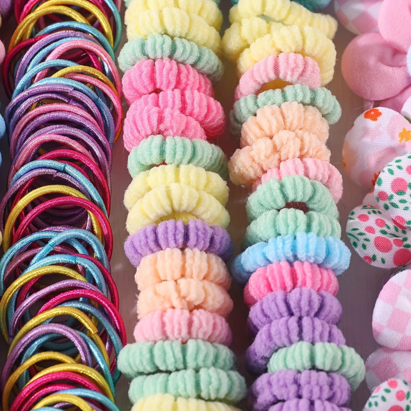 310pcs Hair Accessories Set for Women Colorful Elastic Hair Ties Printed Flowers Hair Bands Girls Sweet Rubber Bands Headbands