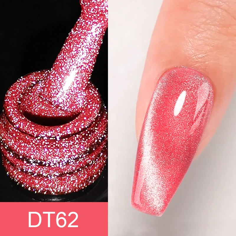 MEET ACROSS 7ml Reflective Glitter Gel Nail Polish Glitter Reflective Effect Semi Permanent UV LED Nail Art Gel Varnish Manicure