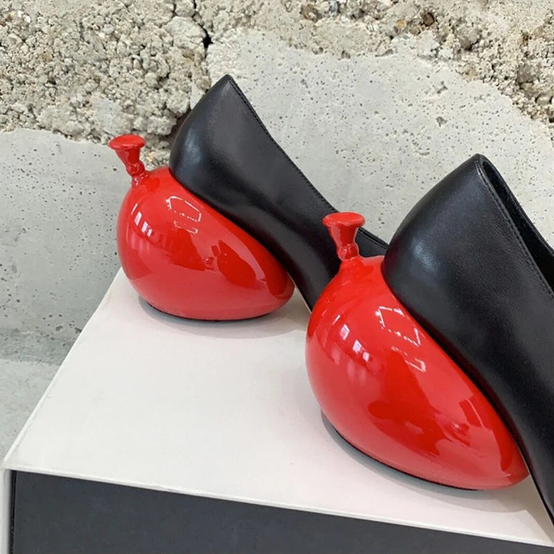 New balloon pointed toe slip on women dress shoes strange heel casual women pump